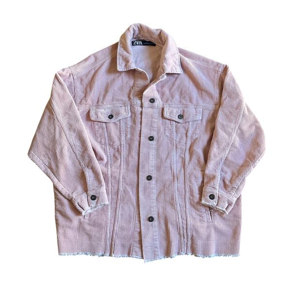 Zara Jackets & Blazers - Women's Baby Pink Corduroy Trucker Jacket  Zara- Oversized Shirt, Size M